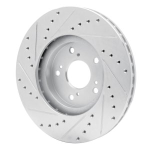 Acura TSX Brake Rotor (1) - Front Right - R1 Concepts - Drilled & Slotted - Silver - `99-`14